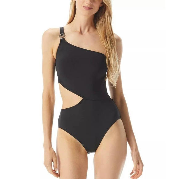 Michael Kors women’s bathingsuit Logo Cutout One-Shoulder One-Piece Swimsuit 8 - Picture 1 of 7